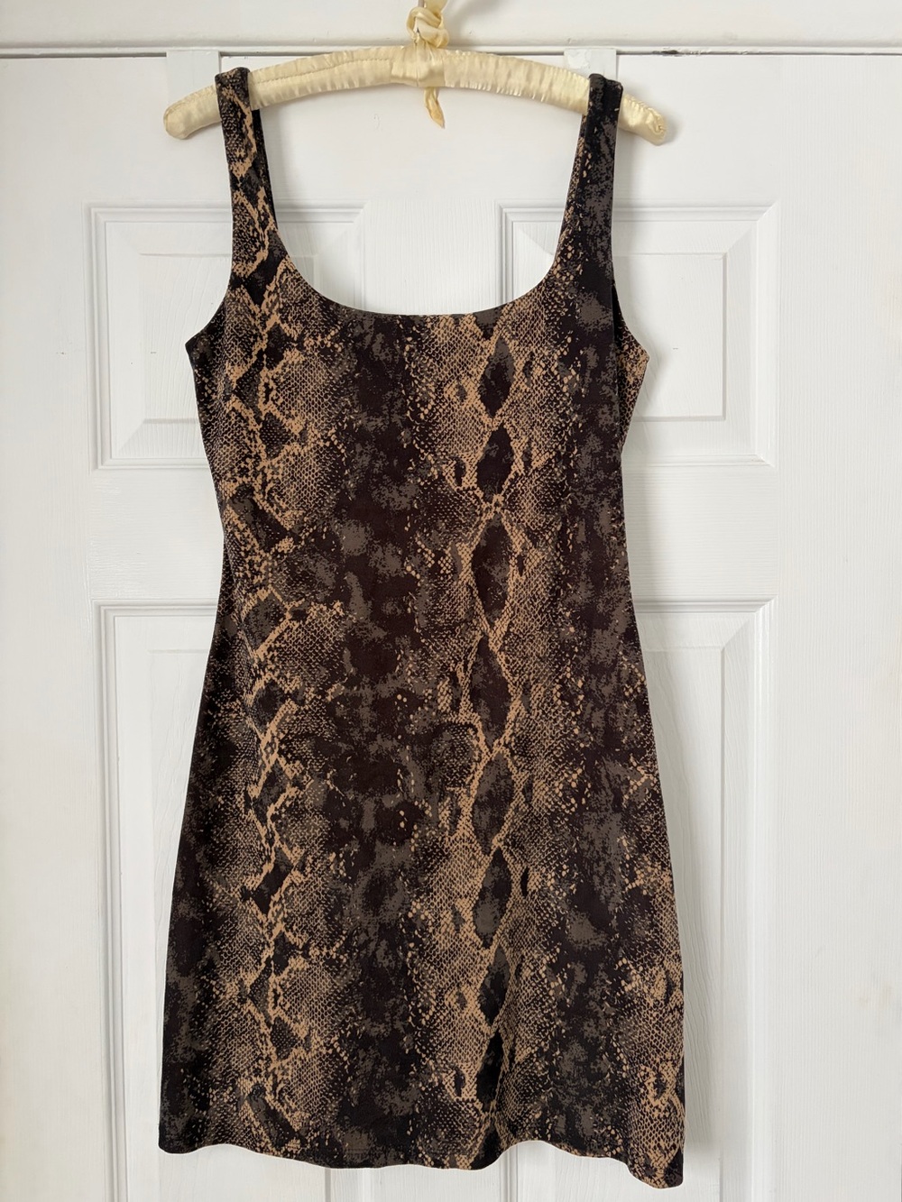 Vintage Cache Snake Print Mini Dress Size S Brown Sleeveless Dress